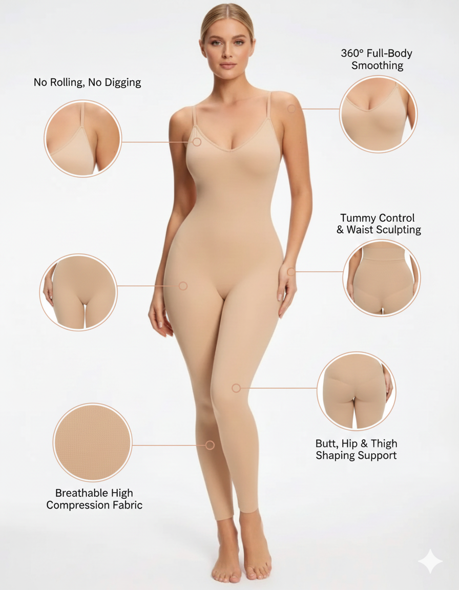 2-Piece Seamless Bodycon Jumpsuit Set (Black + Nude)